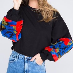 Doing Somersaults Fleece Contrast Sweatshirt